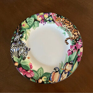 Vintage VITROMASTER Sue Zipkin 1993 Rain Forest Jungle Salad Dish Plate EUC Y2K